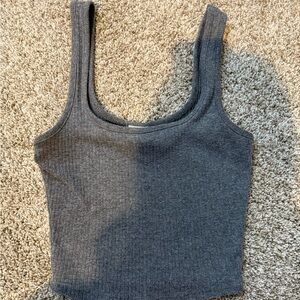 Gray Ribbed Women's Tank Top